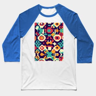 A retro-inspired pattern featuring bold colors and geometric shapes reminiscent of the 1970s. Baseball T-Shirt